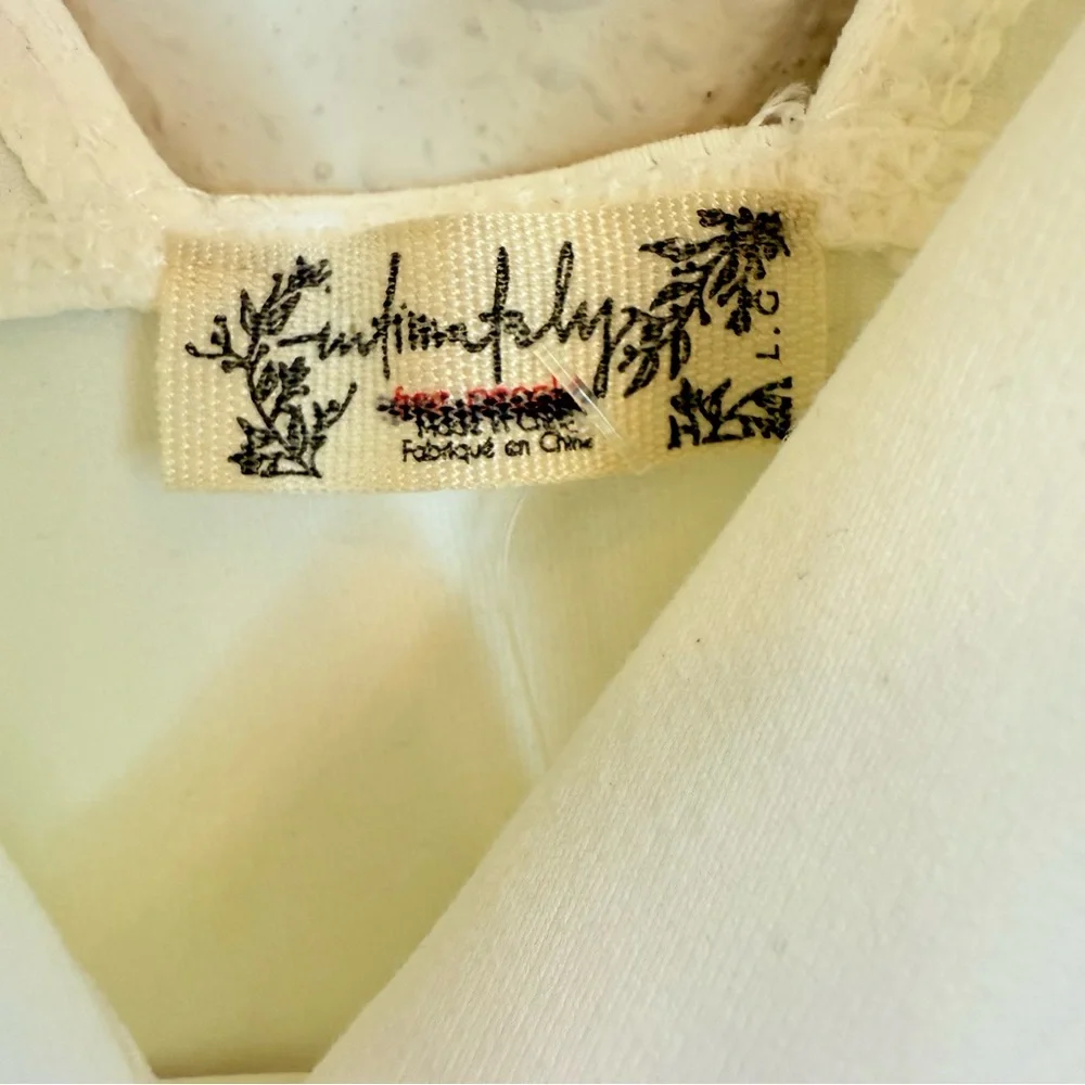 Free People Duo Corset Long Sleeve Ivory Crop Top Sz Large NWT